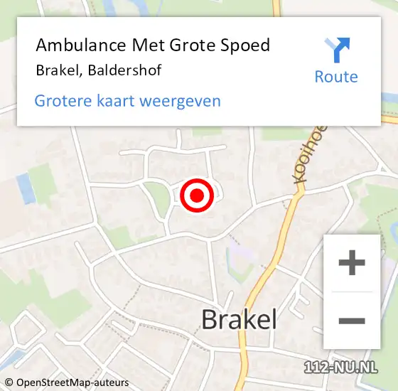 Locatie op kaart van de 112 melding: Ambulance Met Grote Spoed Naar Brakel, Baldershof op 11 december 2021 19:30