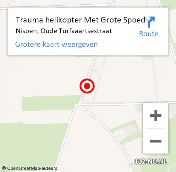 Locatie op kaart van de 112 melding: Trauma helikopter Met Grote Spoed Naar Nispen, Oude Turfvaartsestraat op 11 december 2021 19:33