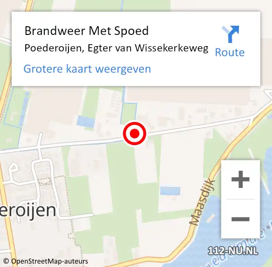 Locatie op kaart van de 112 melding: Brandweer Met Spoed Naar Poederoijen, Egter van Wissekerkeweg op 11 december 2021 20:27