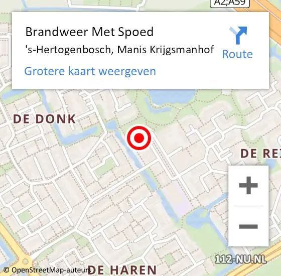 Locatie op kaart van de 112 melding: Brandweer Met Spoed Naar 's-Hertogenbosch, Manis Krijgsmanhof op 11 december 2021 20:52
