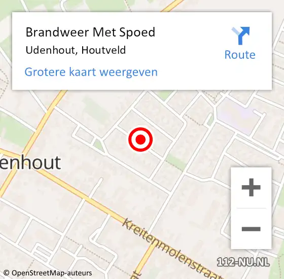 Locatie op kaart van de 112 melding: Brandweer Met Spoed Naar Udenhout, Houtveld op 11 december 2021 22:21