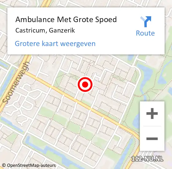 Locatie op kaart van de 112 melding: Ambulance Met Grote Spoed Naar Castricum, Ganzerik op 12 december 2021 00:21