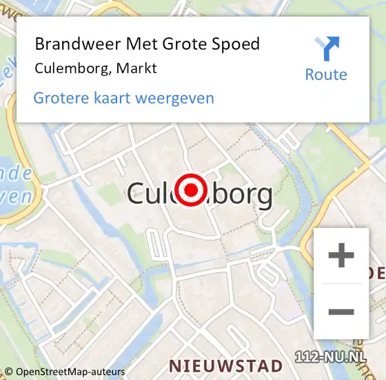 Locatie op kaart van de 112 melding: Brandweer Met Grote Spoed Naar Culemborg, Markt op 12 december 2021 11:10