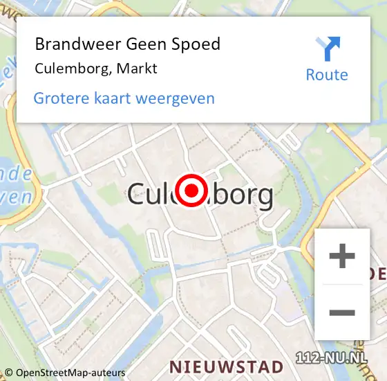 Locatie op kaart van de 112 melding: Brandweer Geen Spoed Naar Culemborg, Markt op 12 december 2021 12:06