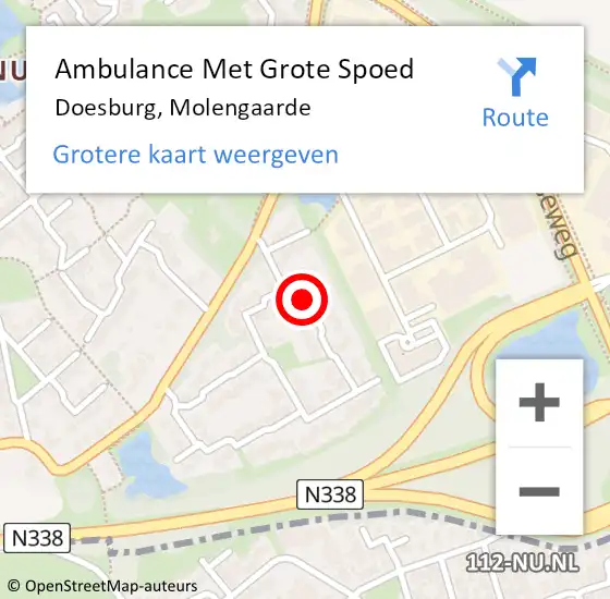 Locatie op kaart van de 112 melding: Ambulance Met Grote Spoed Naar Doesburg, Molengaarde op 12 december 2021 14:41