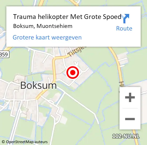 Locatie op kaart van de 112 melding: Trauma helikopter Met Grote Spoed Naar Boksum, Muontsehiem op 12 december 2021 16:11