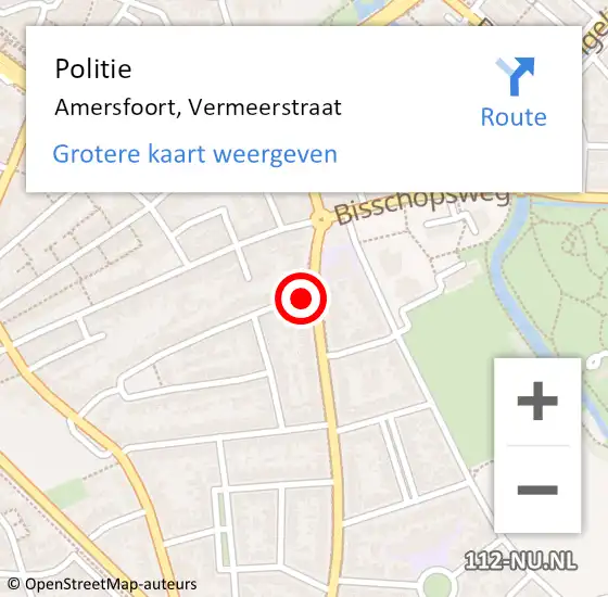 Locatie op kaart van de 112 melding: Politie Amersfoort, Vermeerstraat op 12 december 2021 16:27