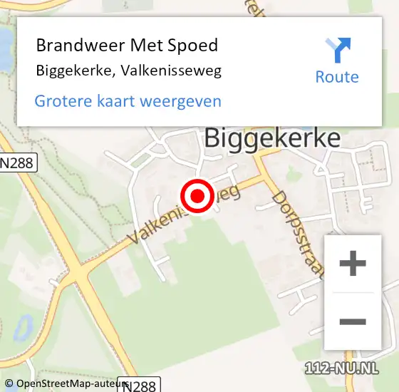 Locatie op kaart van de 112 melding: Brandweer Met Spoed Naar Biggekerke, Valkenisseweg op 12 december 2021 16:45