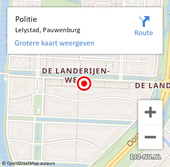 Locatie op kaart van de 112 melding: Politie Lelystad, Pauwenburg op 12 december 2021 17:45