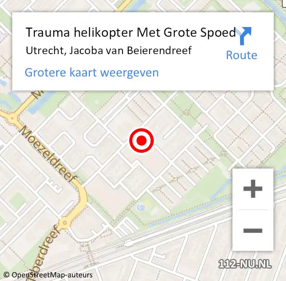 Locatie op kaart van de 112 melding: Trauma helikopter Met Grote Spoed Naar Utrecht, Jacoba van Beierendreef op 12 december 2021 18:03