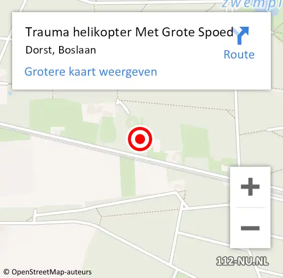 Locatie op kaart van de 112 melding: Trauma helikopter Met Grote Spoed Naar Dorst, Boslaan op 12 december 2021 19:04
