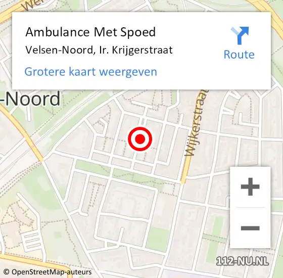 Locatie op kaart van de 112 melding: Ambulance Met Spoed Naar Velsen-Noord, Ir. Krijgerstraat op 12 december 2021 20:50