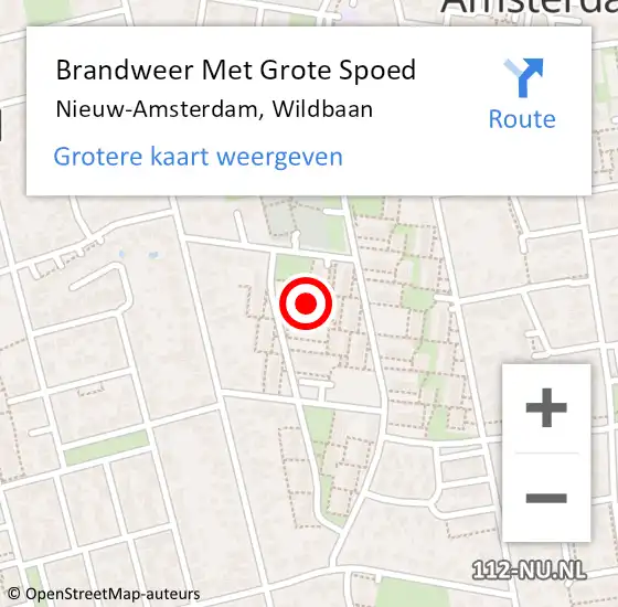 Locatie op kaart van de 112 melding: Brandweer Met Grote Spoed Naar Nieuw-Amsterdam, Wildbaan op 13 december 2021 05:37