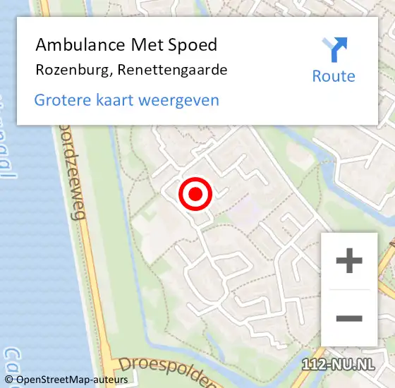 Locatie op kaart van de 112 melding: Ambulance Met Spoed Naar Rozenburg, Renettengaarde op 13 december 2021 06:18