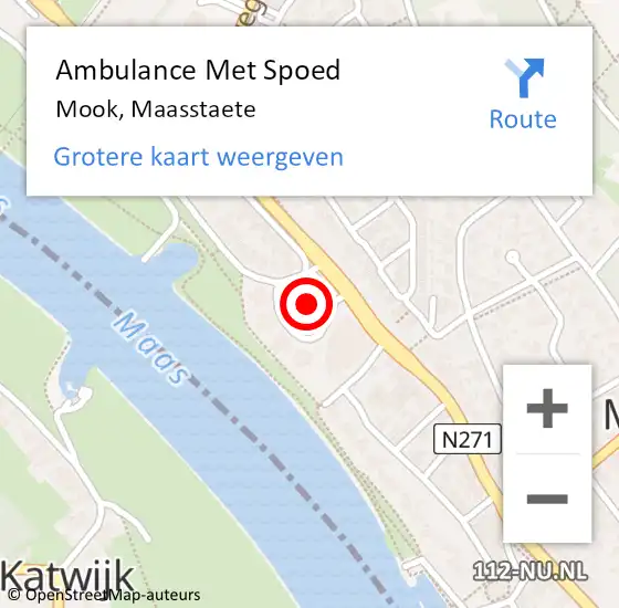 Locatie op kaart van de 112 melding: Ambulance Met Spoed Naar Mook, Maasstaete op 13 december 2021 14:30