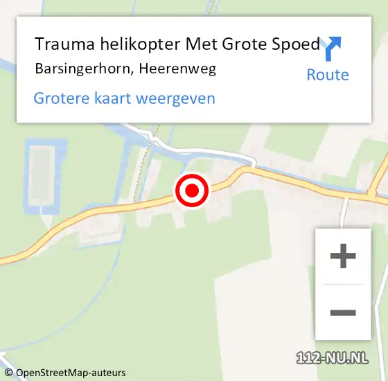 Locatie op kaart van de 112 melding: Trauma helikopter Met Grote Spoed Naar Barsingerhorn, Heerenweg op 13 december 2021 18:20