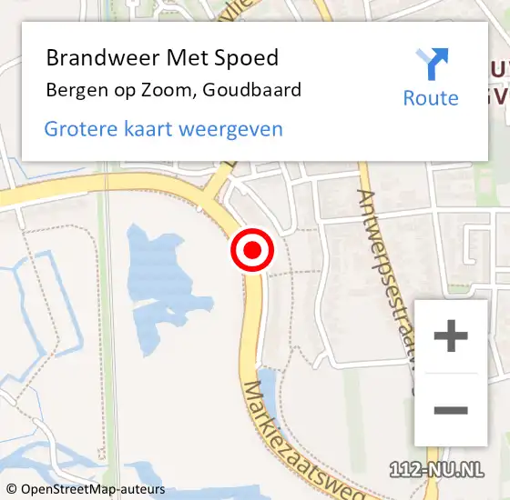 Locatie op kaart van de 112 melding: Brandweer Met Spoed Naar Bergen op Zoom, Goudbaard op 14 december 2021 09:05