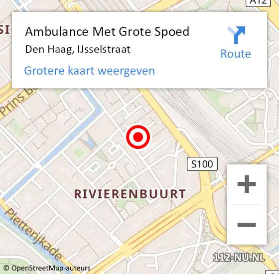 Locatie op kaart van de 112 melding: Ambulance Met Grote Spoed Naar Den Haag, IJsselstraat op 14 december 2021 09:19