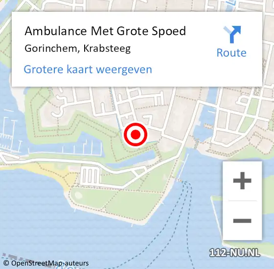 Locatie op kaart van de 112 melding: Ambulance Met Grote Spoed Naar Gorinchem, Krabsteeg op 14 december 2021 10:26