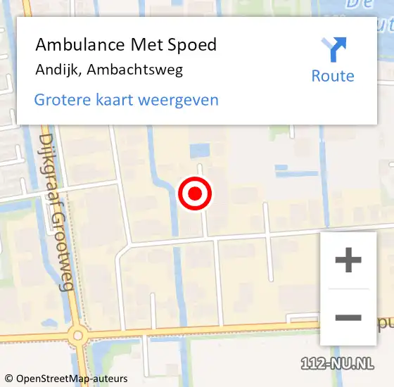 Locatie op kaart van de 112 melding: Ambulance Met Spoed Naar Andijk, Ambachtsweg op 14 december 2021 14:02