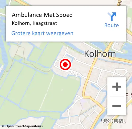 Locatie op kaart van de 112 melding: Ambulance Met Spoed Naar Kolhorn, Kaagstraat op 14 december 2021 14:37