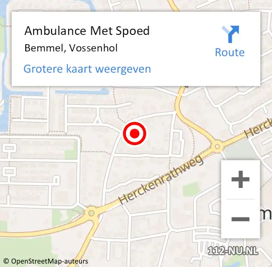 Locatie op kaart van de 112 melding: Ambulance Met Spoed Naar Bemmel, Vossenhol op 14 december 2021 15:30