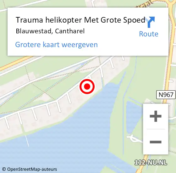 Locatie op kaart van de 112 melding: Trauma helikopter Met Grote Spoed Naar Blauwestad, Cantharel op 14 december 2021 16:09
