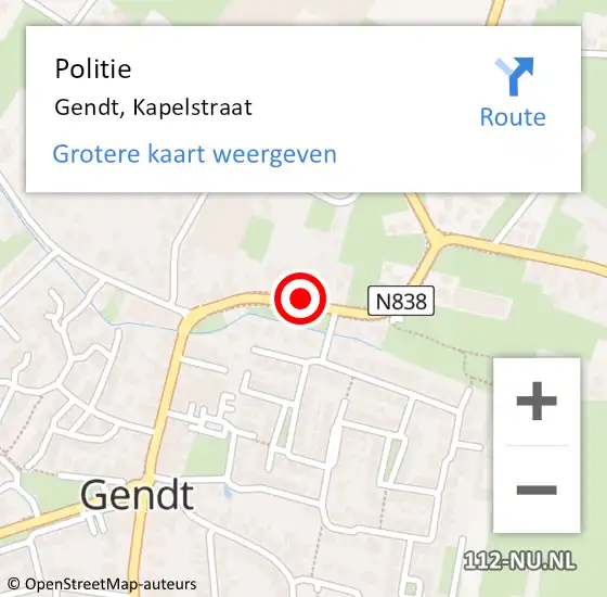 Locatie op kaart van de 112 melding: Politie Gendt, Kapelstraat op 14 december 2021 17:50