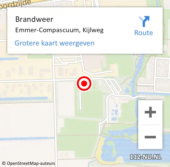 Locatie op kaart van de 112 melding: Brandweer Emmer-Compascuum, Kijlweg op 14 december 2021 18:03