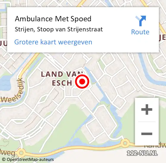 Locatie op kaart van de 112 melding: Ambulance Met Spoed Naar Strijen, Stoop van Strijenstraat op 14 december 2021 20:05