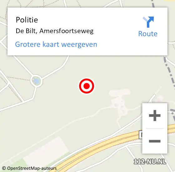Locatie op kaart van de 112 melding: Politie De Bilt, Amersfoortseweg op 14 december 2021 20:44