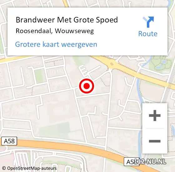 Locatie op kaart van de 112 melding: Brandweer Met Grote Spoed Naar Roosendaal, Wouwseweg op 14 december 2021 21:08