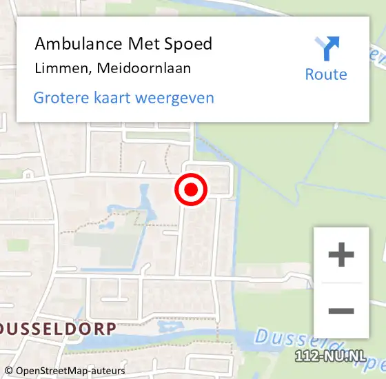 Locatie op kaart van de 112 melding: Ambulance Met Spoed Naar Limmen, Meidoornlaan op 15 december 2021 02:01