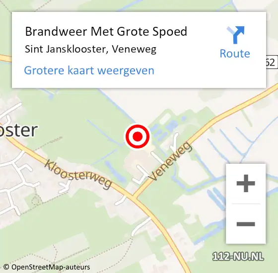 Locatie op kaart van de 112 melding: Brandweer Met Grote Spoed Naar Sint Jansklooster, Veneweg op 15 december 2021 08:31