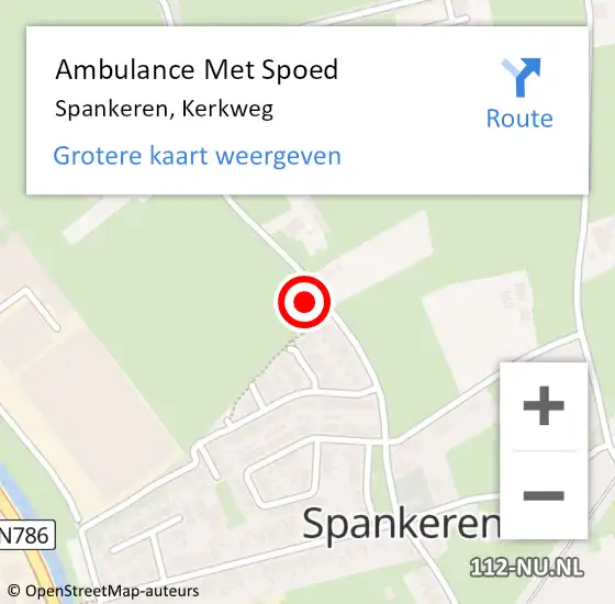 Locatie op kaart van de 112 melding: Ambulance Met Spoed Naar Spankeren, Kerkweg op 15 december 2021 09:32