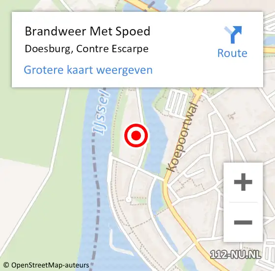 Locatie op kaart van de 112 melding: Brandweer Met Spoed Naar Doesburg, Contre Escarpe op 15 december 2021 12:53