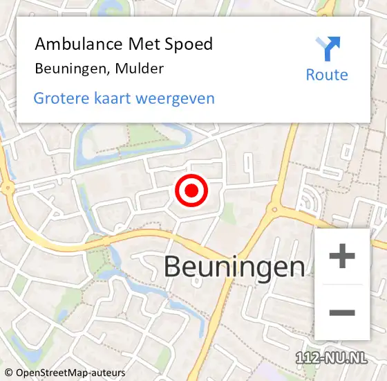 Locatie op kaart van de 112 melding: Ambulance Met Spoed Naar Beuningen, Mulder op 15 december 2021 13:03