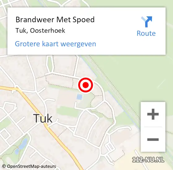Locatie op kaart van de 112 melding: Brandweer Met Spoed Naar Tuk, Oosterhoek op 15 december 2021 14:13