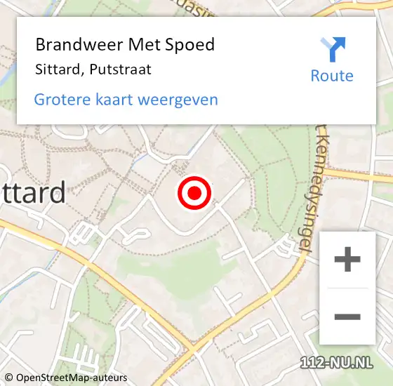 Locatie op kaart van de 112 melding: Brandweer Met Spoed Naar Sittard, Putstraat op 15 december 2021 14:50