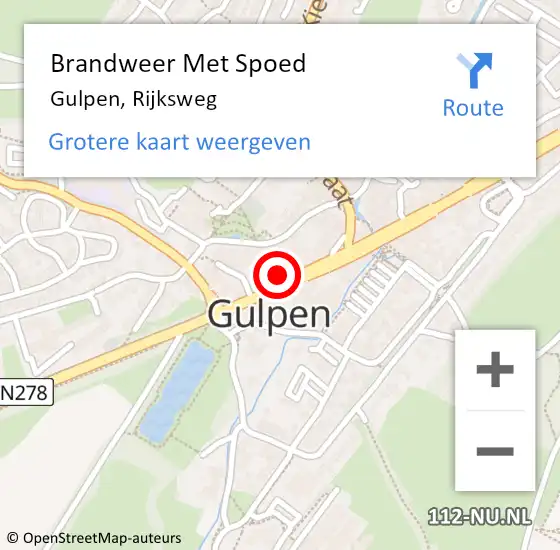 Locatie op kaart van de 112 melding: Brandweer Met Spoed Naar Gulpen, Rijksweg op 15 december 2021 16:19