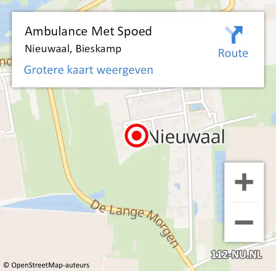 Locatie op kaart van de 112 melding: Ambulance Met Spoed Naar Nieuwaal, Bieskamp op 15 december 2021 16:43