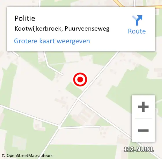 Locatie op kaart van de 112 melding: Politie Kootwijkerbroek, Puurveenseweg op 15 december 2021 17:35