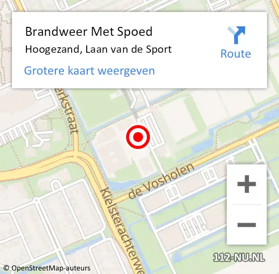 Locatie op kaart van de 112 melding: Brandweer Met Spoed Naar Hoogezand, Laan van de Sport op 15 december 2021 18:55