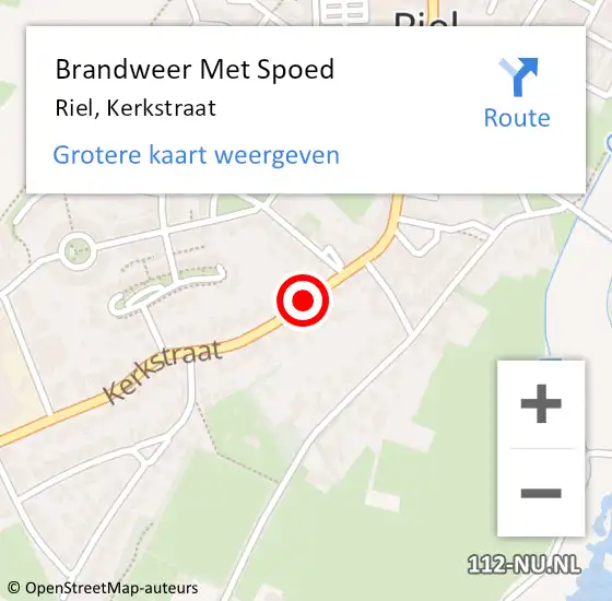Locatie op kaart van de 112 melding: Brandweer Met Spoed Naar Riel, Kerkstraat op 15 december 2021 19:03