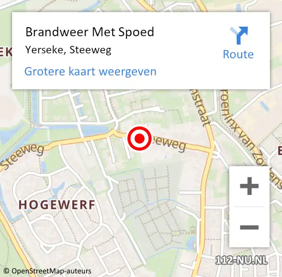 Locatie op kaart van de 112 melding: Brandweer Met Spoed Naar Yerseke, Steeweg op 15 december 2021 19:17