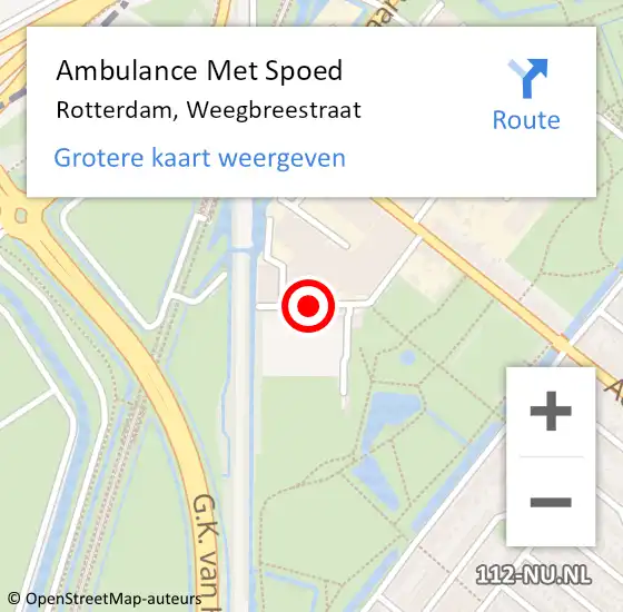 Locatie op kaart van de 112 melding: Ambulance Met Spoed Naar Rotterdam, Weegbreestraat op 15 december 2021 19:52