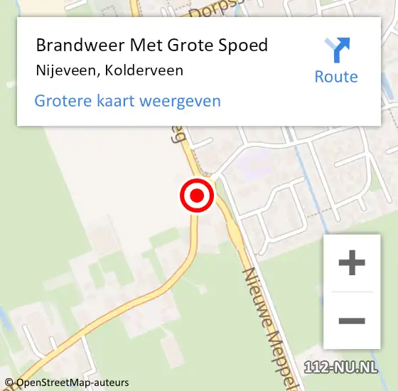 Locatie op kaart van de 112 melding: Brandweer Met Grote Spoed Naar Nijeveen, Kolderveen op 15 december 2021 22:23