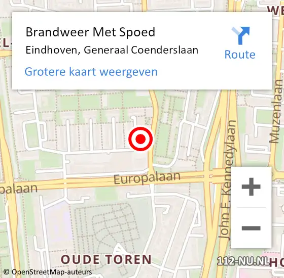 Locatie op kaart van de 112 melding: Brandweer Met Spoed Naar Eindhoven, Generaal Coenderslaan op 16 december 2021 02:09