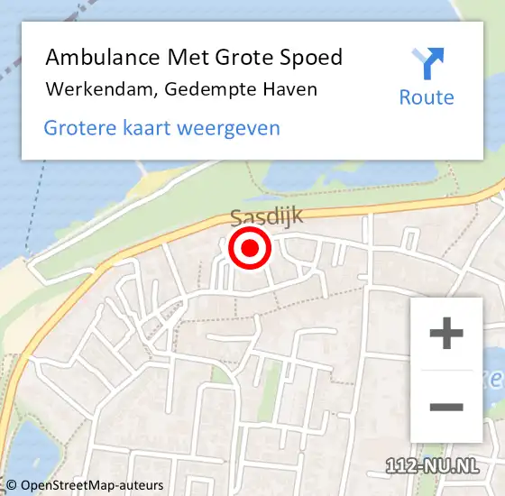 Locatie op kaart van de 112 melding: Ambulance Met Grote Spoed Naar Werkendam, Gedempte Haven op 16 december 2021 07:35