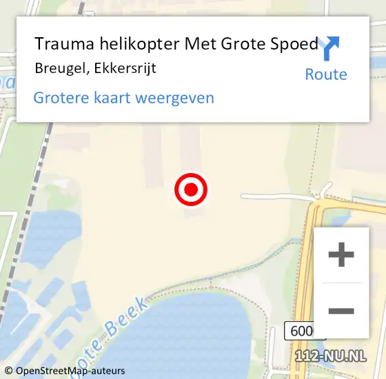 Locatie op kaart van de 112 melding: Trauma helikopter Met Grote Spoed Naar Breugel, Ekkersrijt op 16 december 2021 07:58